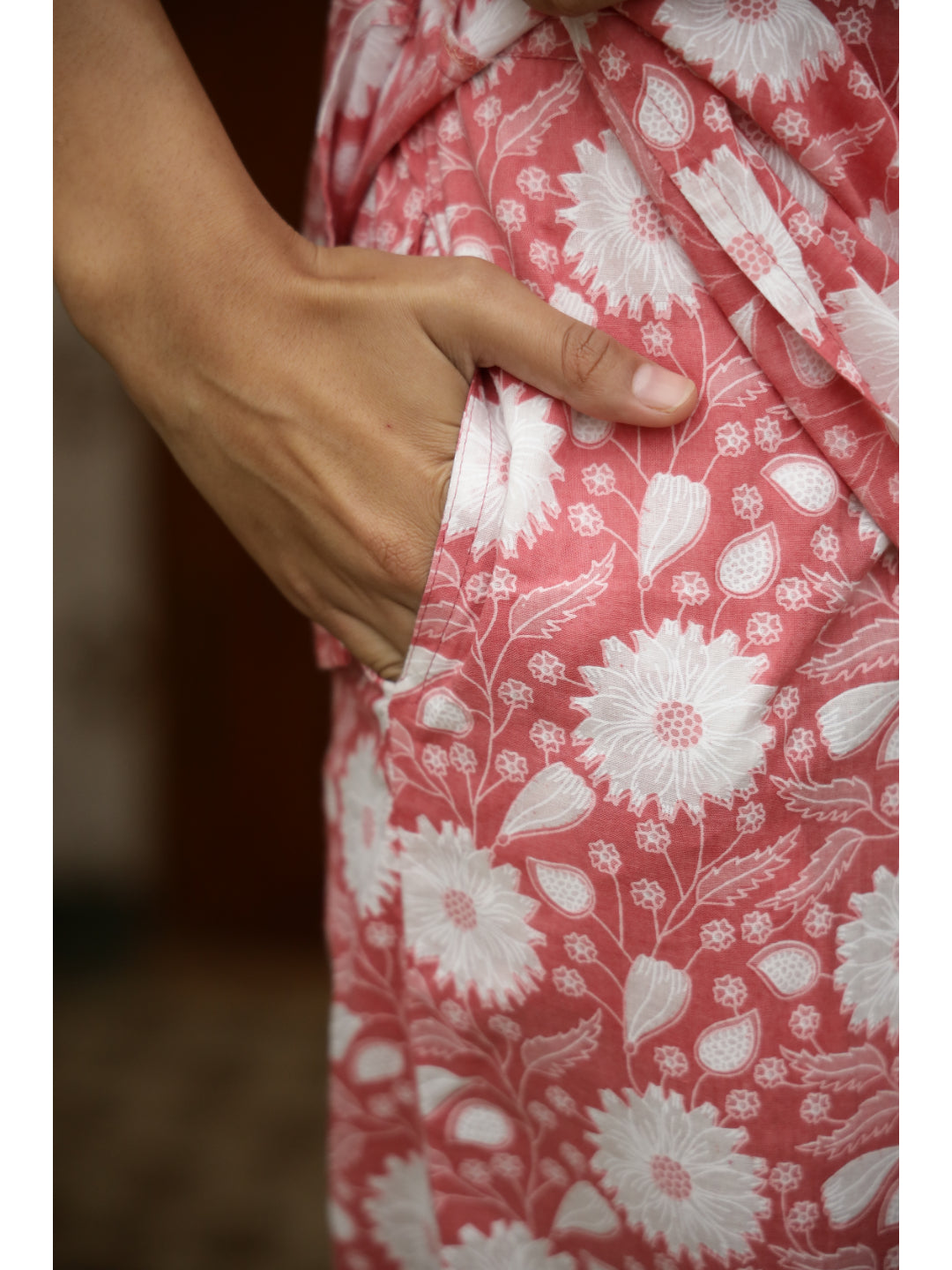 Coral Floral Three-Quarter Sleeves Kurta & Palazzo