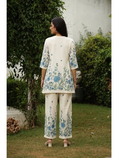 Multi Floral Three-Quarter Sleeves Kurta & Palazzo