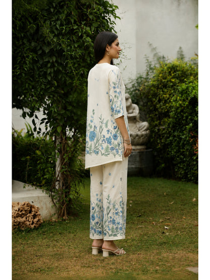 Multi Floral Three-Quarter Sleeves Kurta & Palazzo