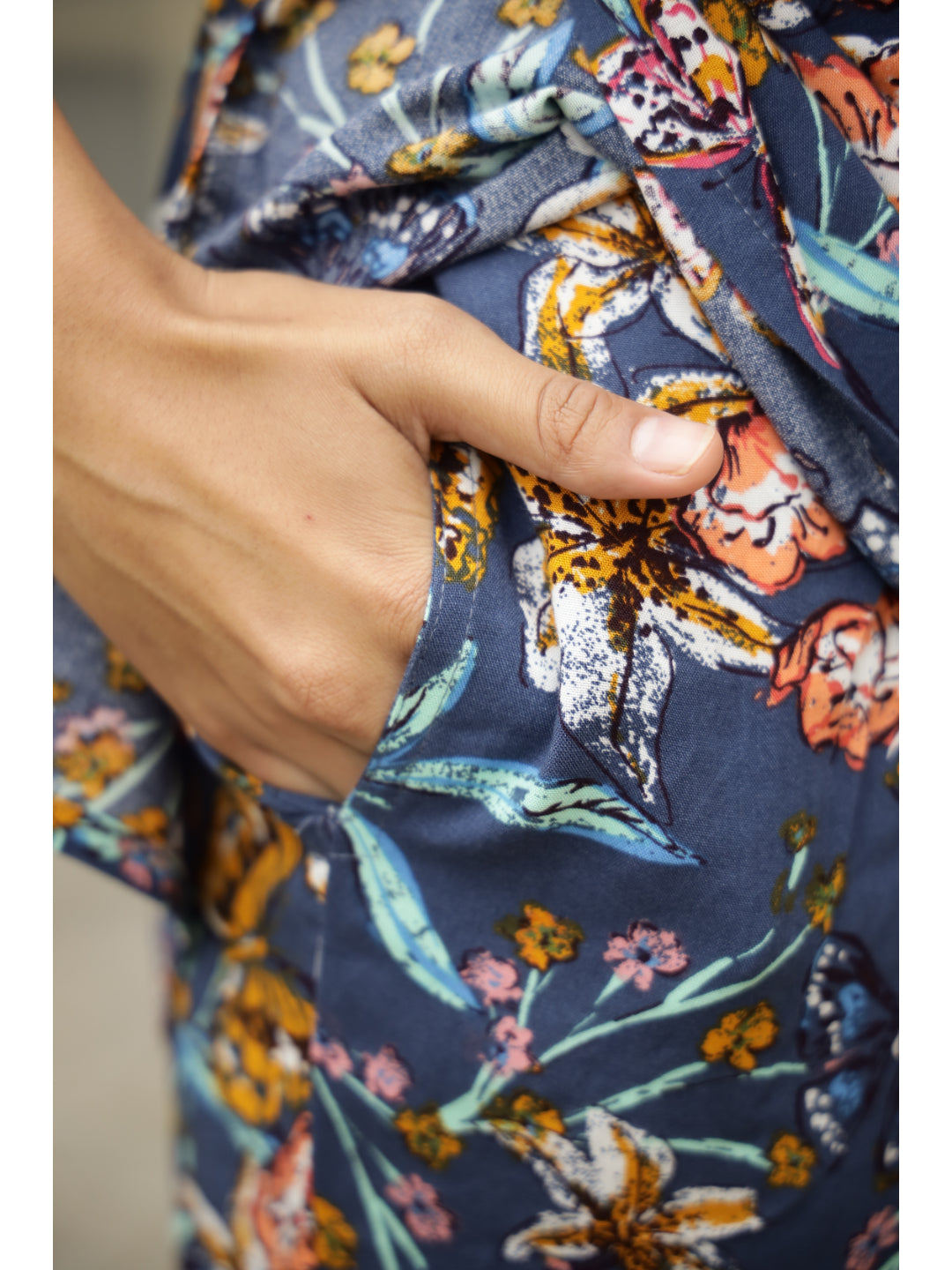 Blue Floral Three-Quarter Sleeves Kurta & Palazzo