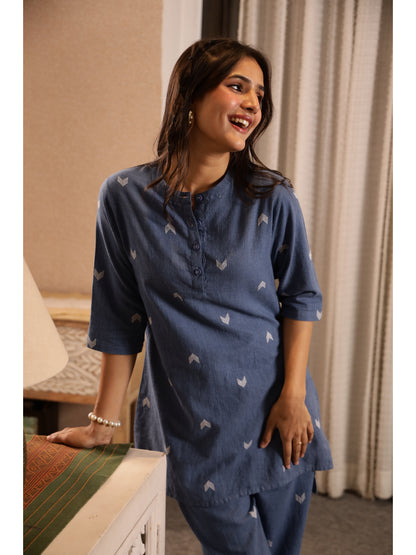 Blue Ethnic Motifs Three-Quarter Sleeves Kurta & Palazzo