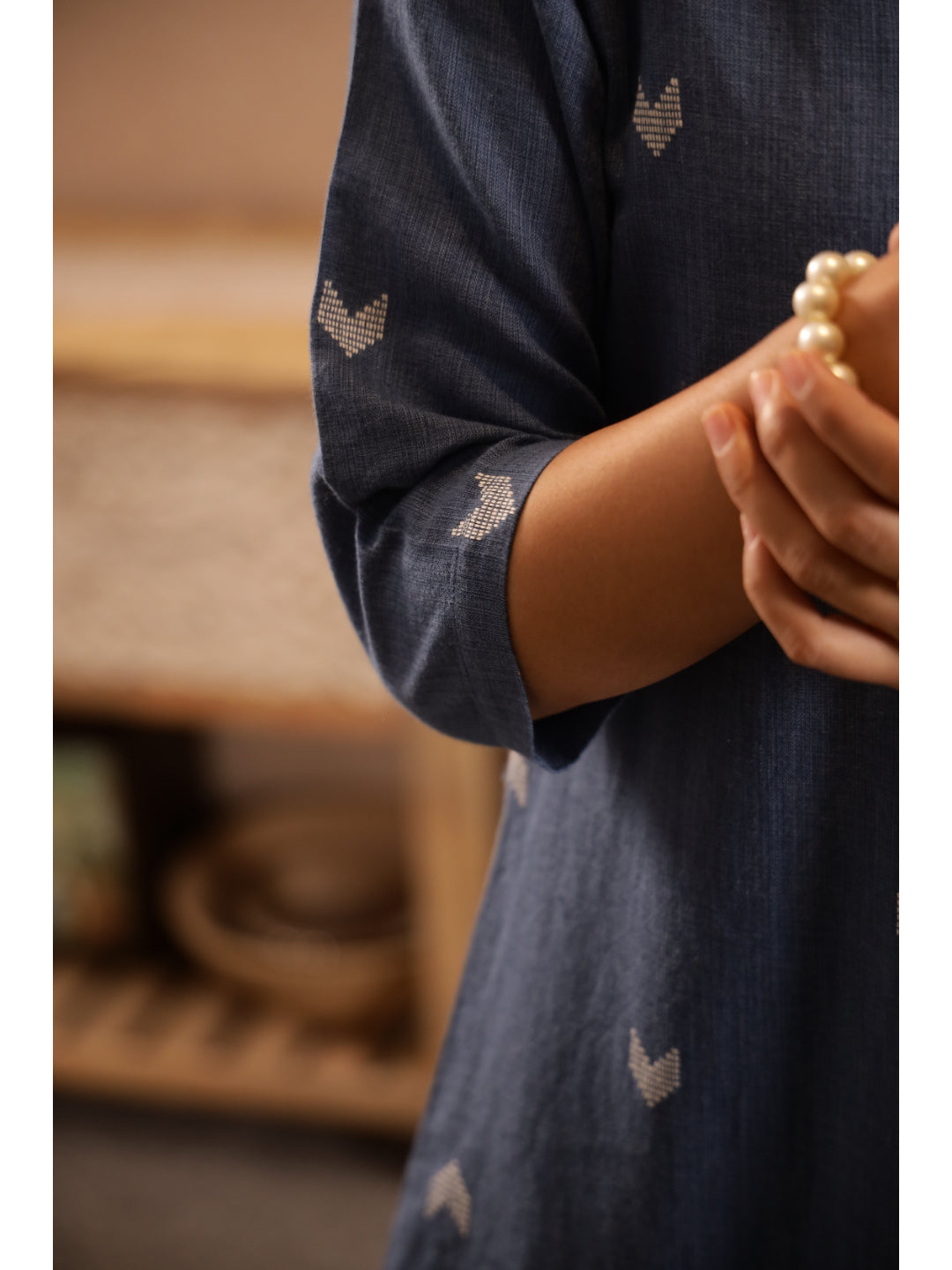 Blue Ethnic Motifs Three-Quarter Sleeves Kurta & Palazzo