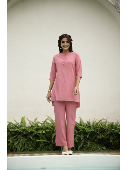 Pink Ethnic Motifs Three-Quarter Sleeves Kurta & Palazzo