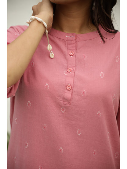 Pink Ethnic Motifs Three-Quarter Sleeves Kurta & Palazzo