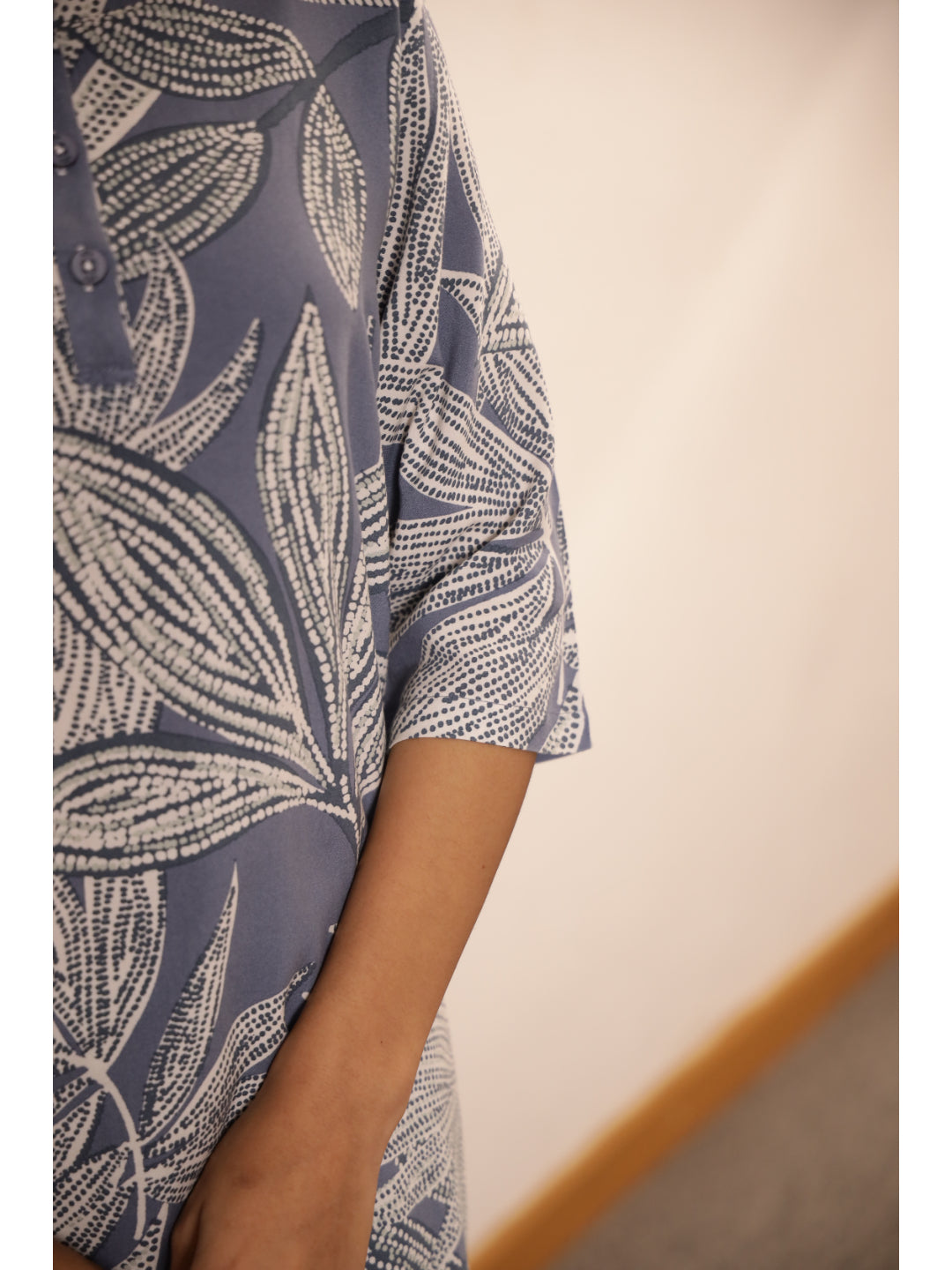 Grey Floral Three-Quarter Sleeves Kurta & Palazzo