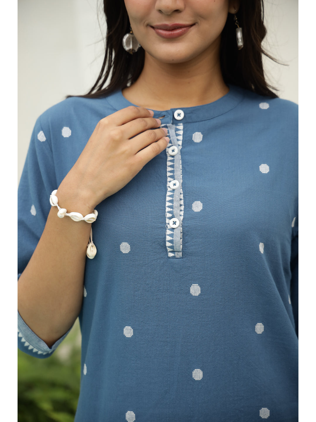 Blue Ethnic Motifs Three-Quarter Sleeves Kurta & Palazzo