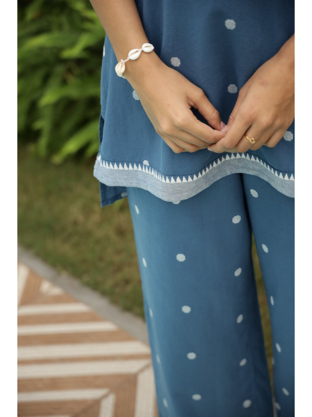 Blue Ethnic Motifs Three-Quarter Sleeves Kurta & Palazzo