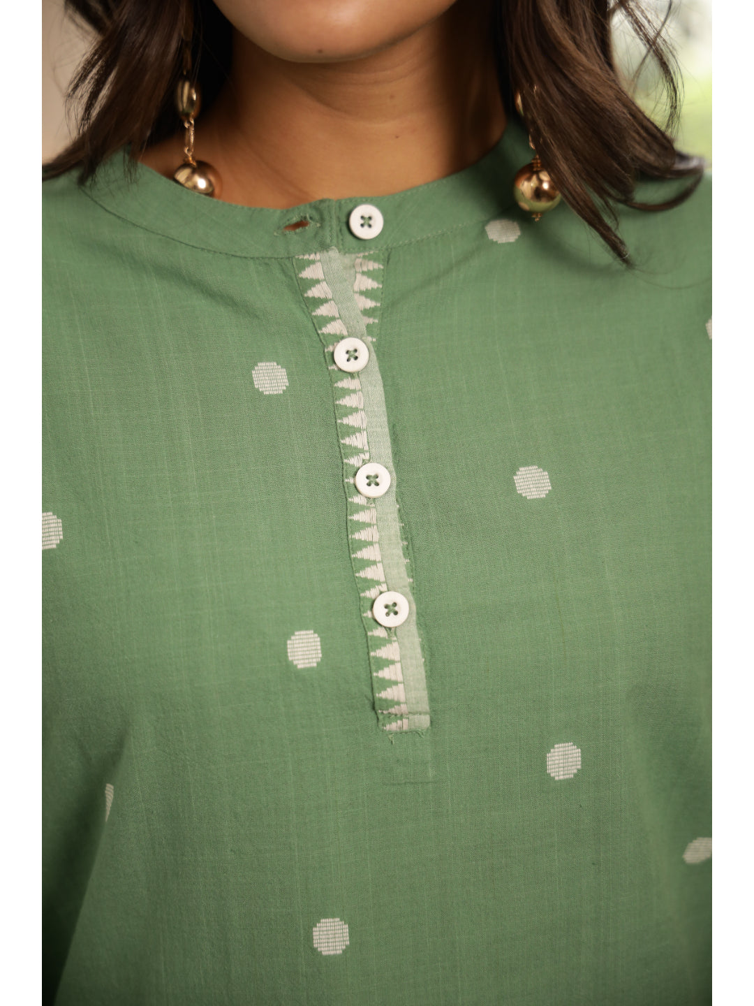 Green Ethnic Motifs Three-Quarter Sleeves Kurta & Palazzo