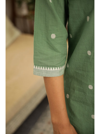 Green Ethnic Motifs Three-Quarter Sleeves Kurta & Palazzo