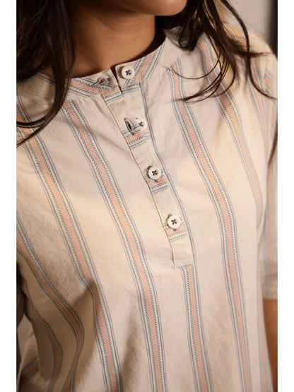 Multi Striped Three-Quarter Sleeves Kurta & Palazzo