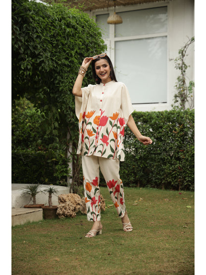 Multi Floral Three-Quarter Sleeves Co-ord Set