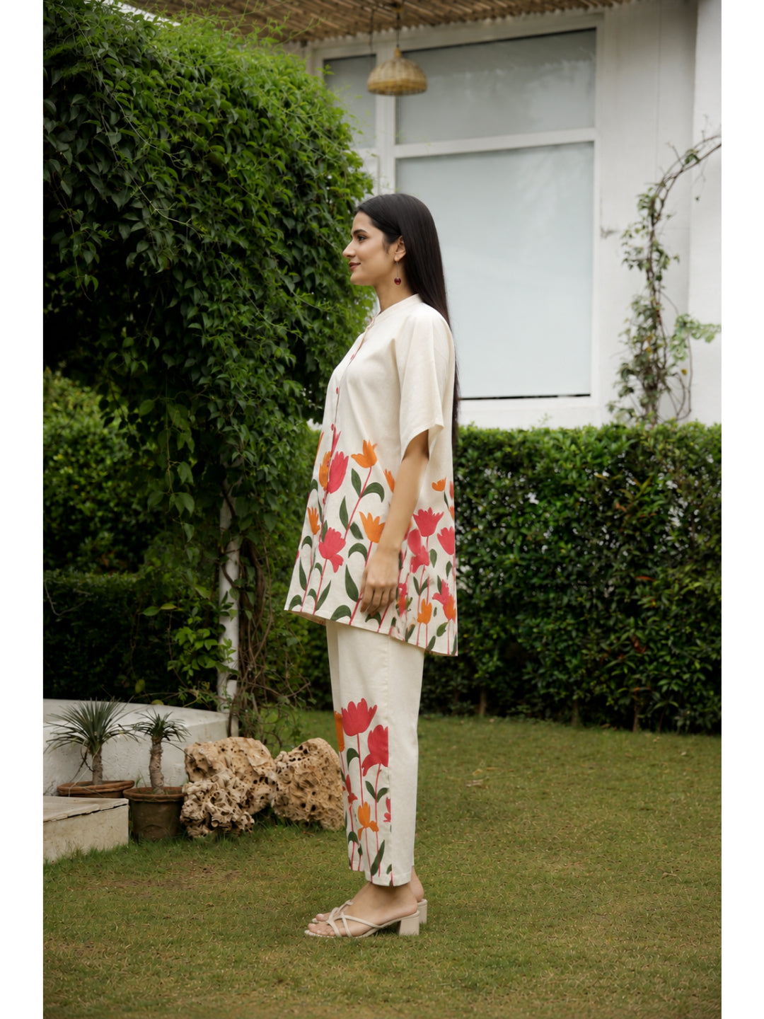 Multi Floral Three-Quarter Sleeves Co-ord Set