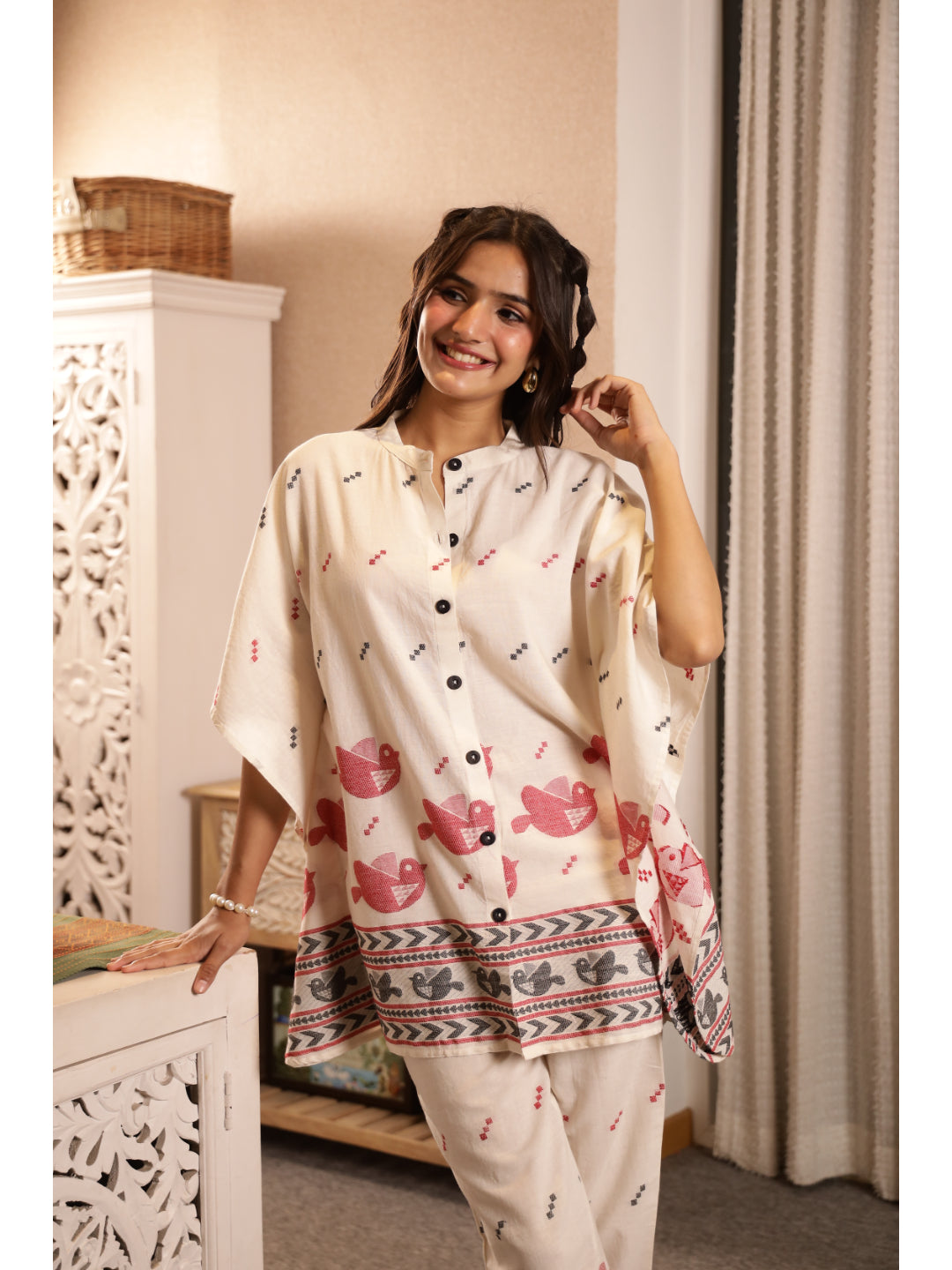 Multi Ethnic Motifs Three-Quarter Sleeves Co-ord Set