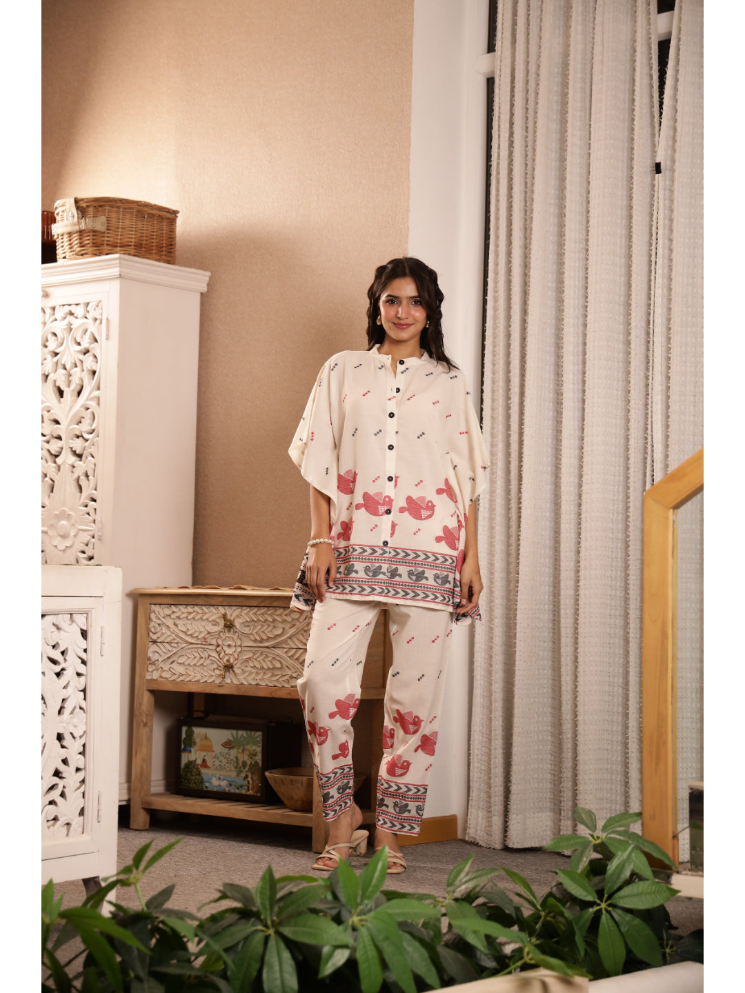Multi Ethnic Motifs Three-Quarter Sleeves Co-ord Set