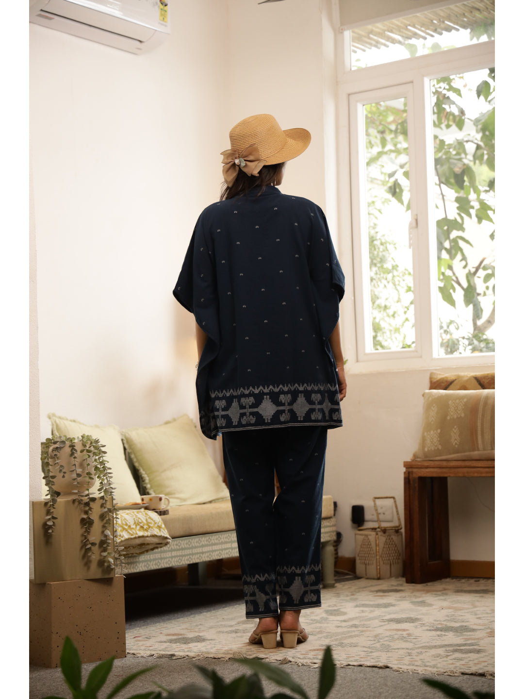 Blue Ethnic Motifs Three-Quarter Sleeves Co-ord Set