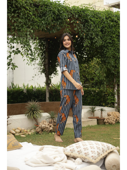 Grey Animal Full Sleeves Co-ord Set