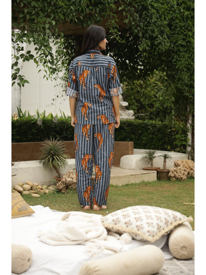 Grey Animal Full Sleeves Co-ord Set