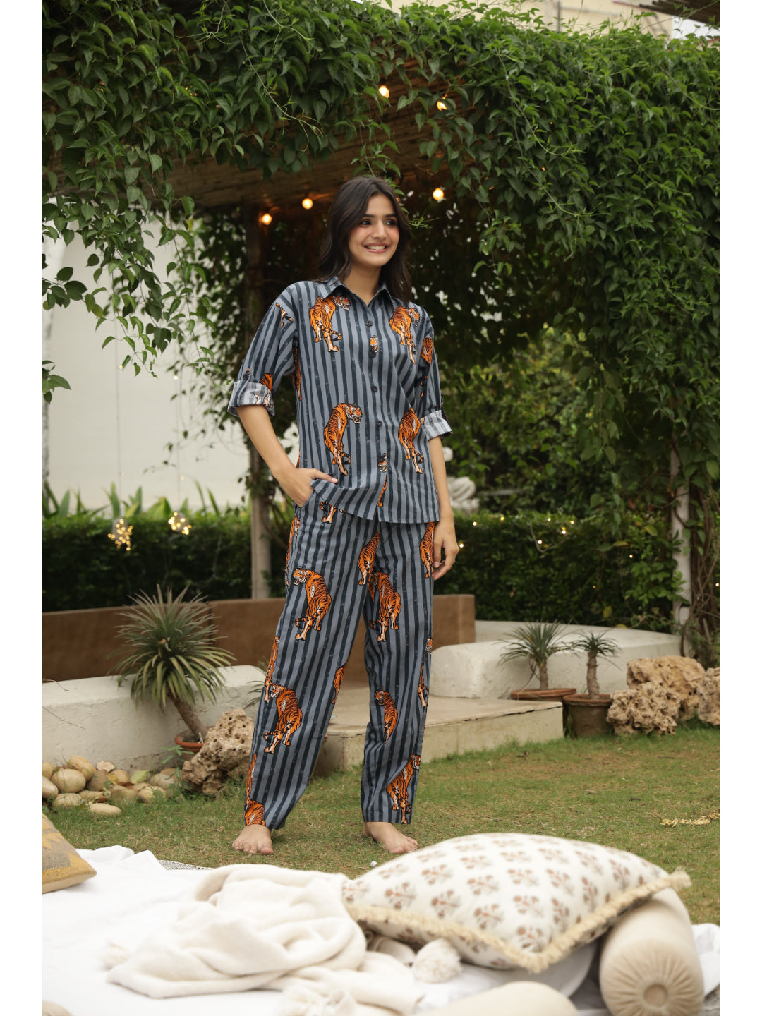 Grey Animal Full Sleeves Co-ord Set
