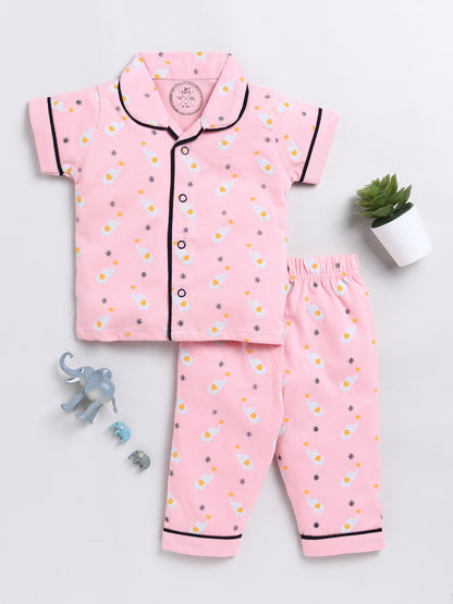 Pink Elephant Print Night Suit