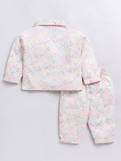 Pink Floral Full Sleeve Night Suit
