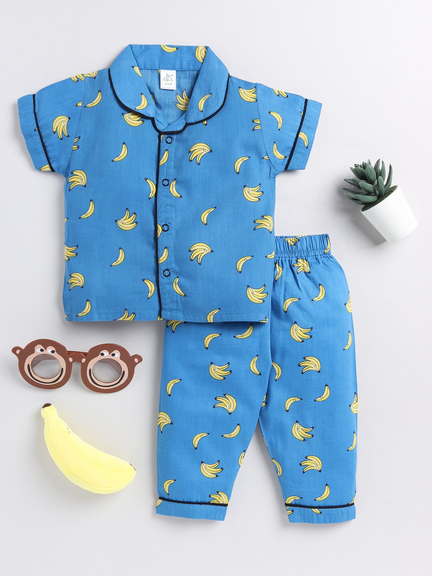 Banana Blue Cotton Half Sleeve Night Suit
