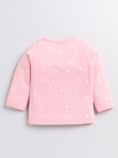 Reach for the Stars Pink Cotton Full Sleeve Nightwear Set