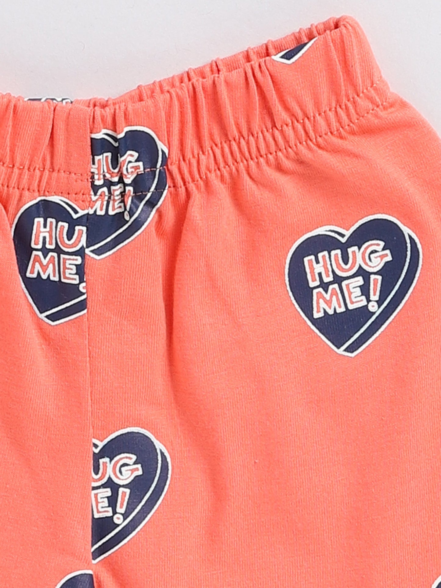 Hearts Orange Cotton Half Sleeve Nightwear Set