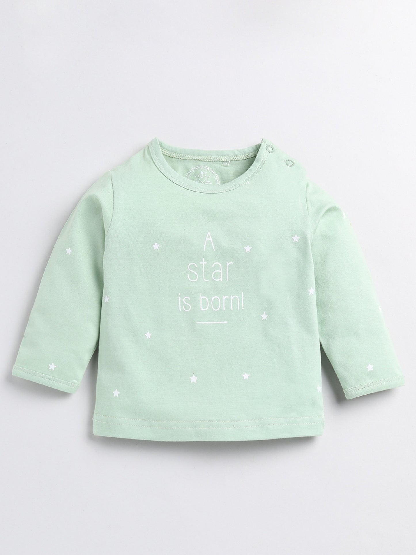 Star is Born Green Cotton Full Sleeve Nightwear Set