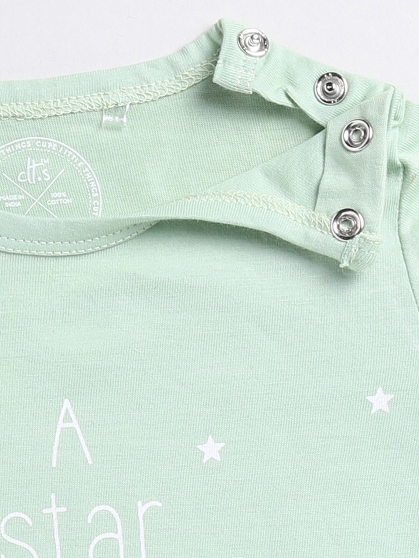 Star is Born Green Cotton Full Sleeve Night Suit