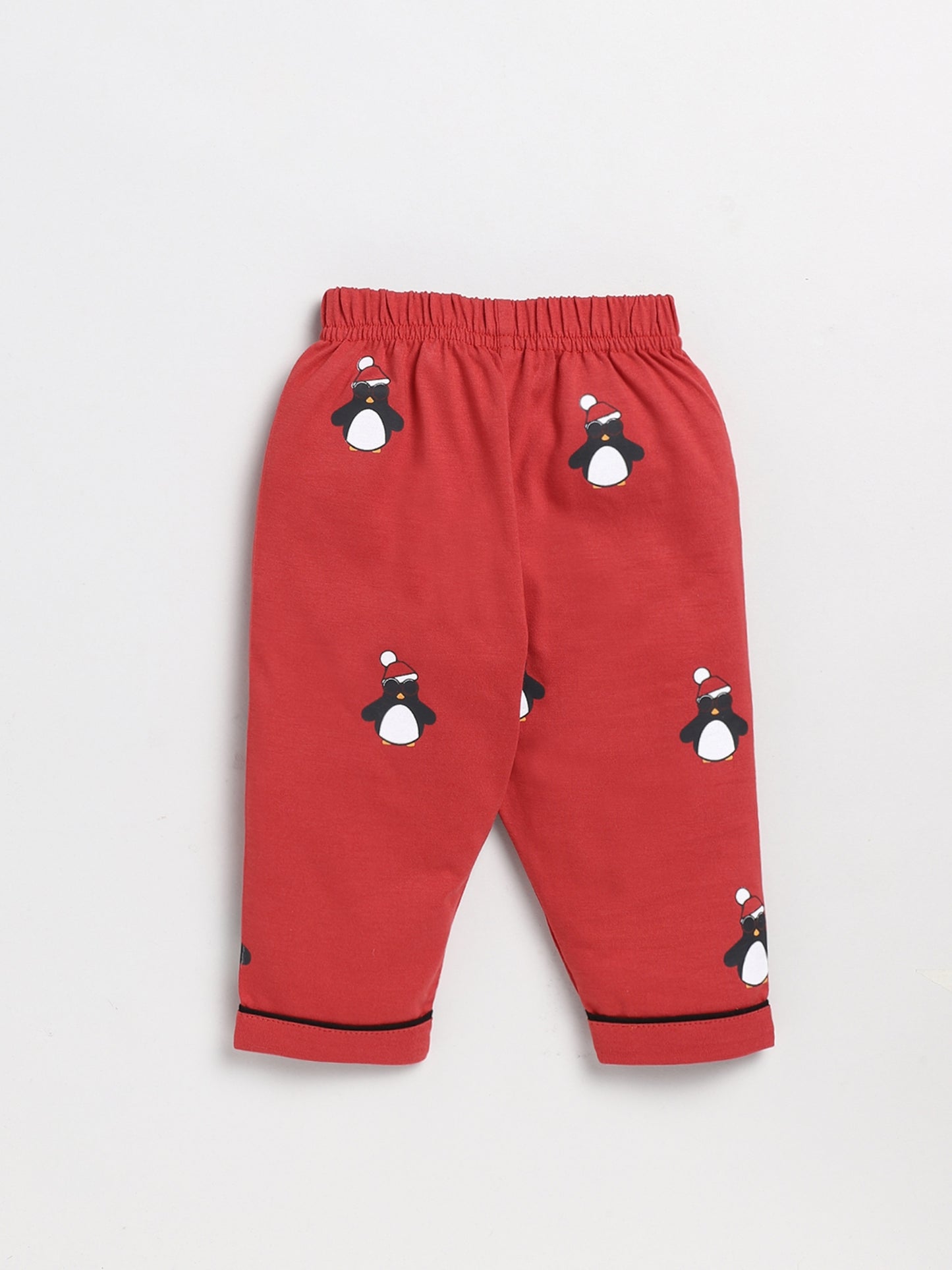 Penguin Print Red Full Sleeve Nightwear Set