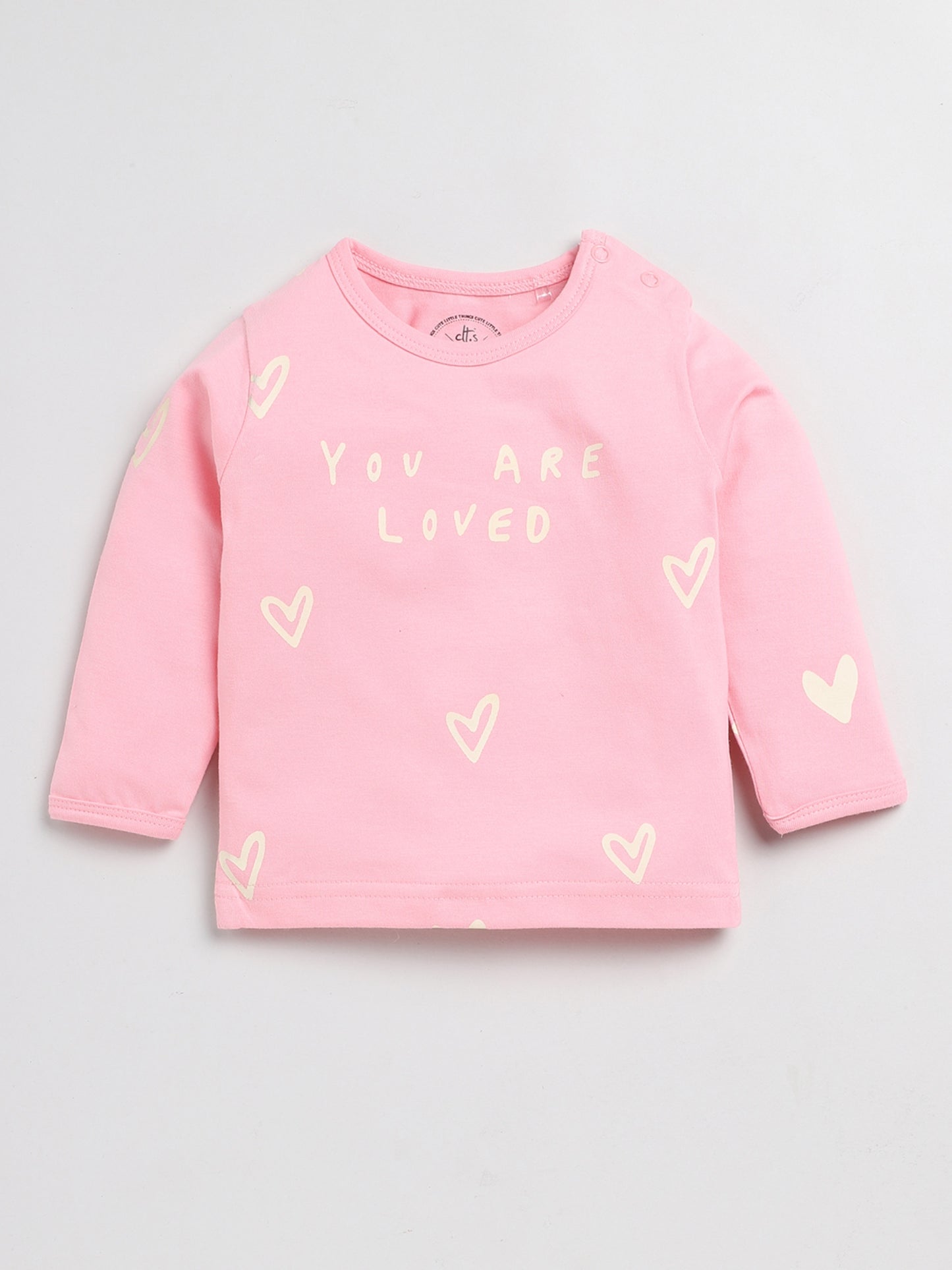 All Hearts Pink Full Sleeve Nightwear Set