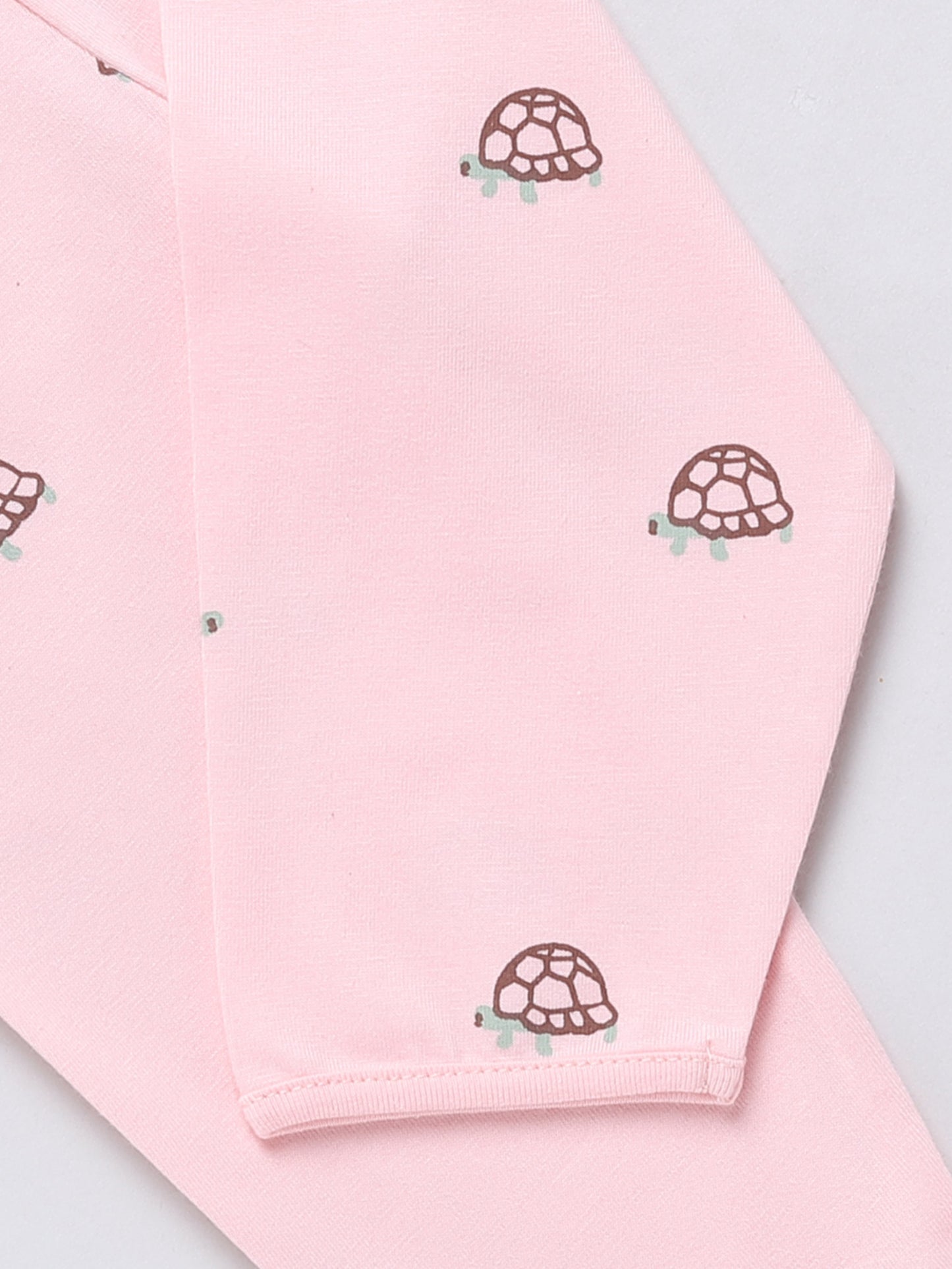 Tortoise Print Pink Full Sleeve Nightwear Set