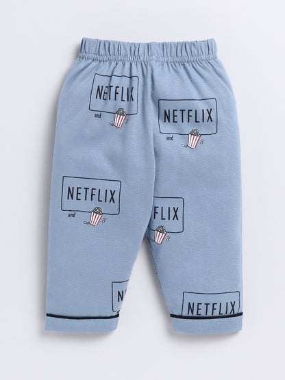 Blue Netflix and Chill Full Sleeve Night Suit