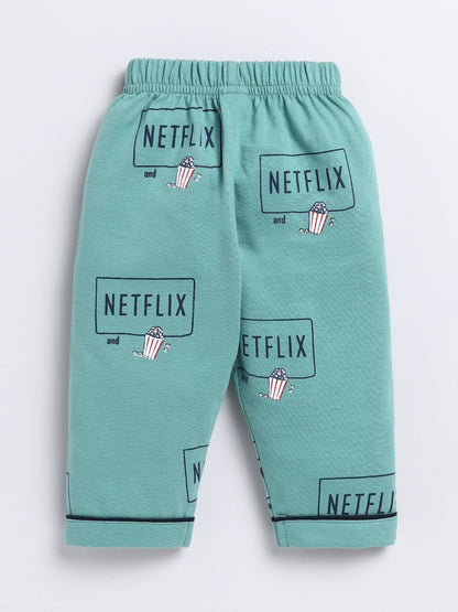 Green Netflix and Chill Full Sleeve Night Suit