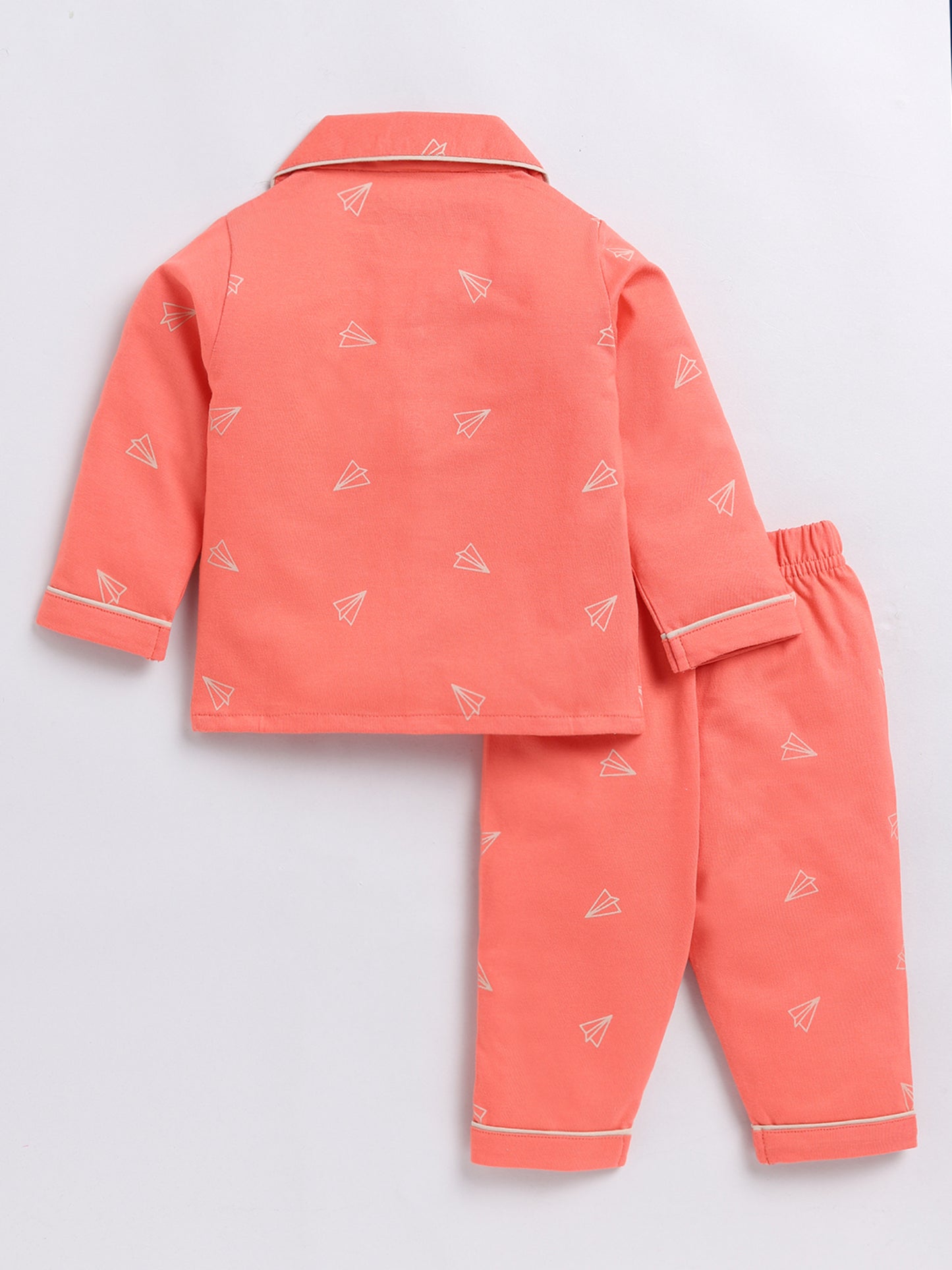 Aeroplane Orange Full Sleeve Nightwear Set