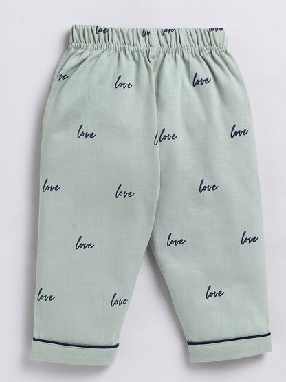 Green "Love" Full Sleeve Night Suit