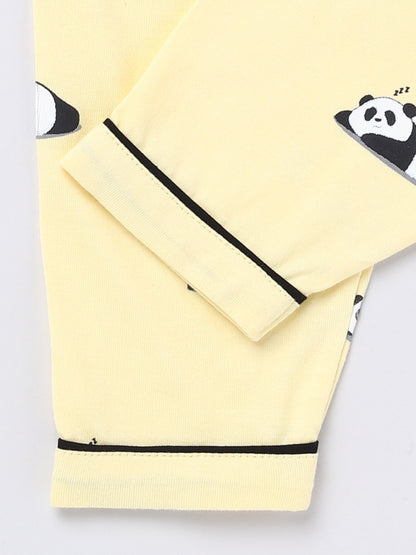 Yellow Sleeping Panda Full Sleeve Night Suit