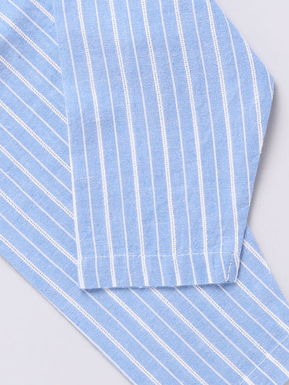 Striped Blue Full Sleeve Nightwear Set