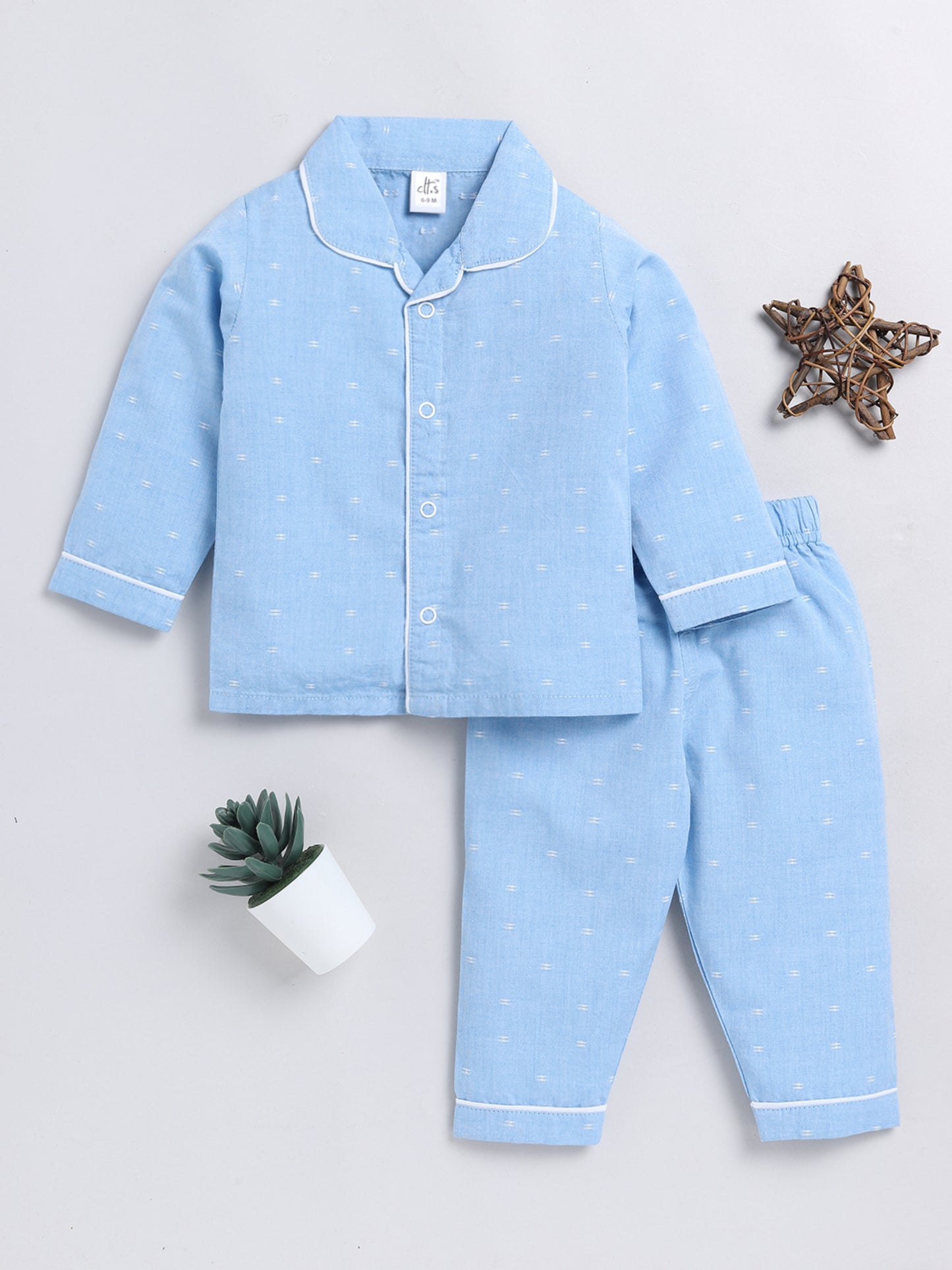 Classic Blue Full Sleeve Nightwear Set