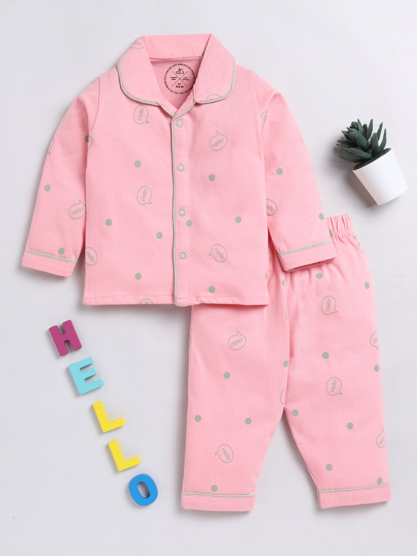 Pink Bubble Full Sleeve Nightwear Set