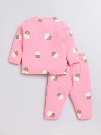 Pink Cupcake Full Sleeve Nightwear Set