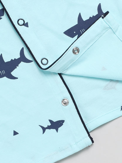 Baby Shark Blue Full Sleeve Nightwear Set