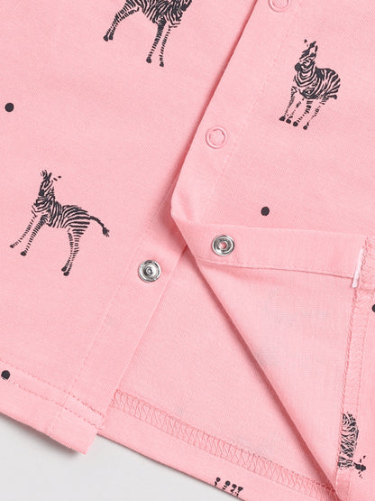 Zebra Print Pink Full Sleeve Nightwear Set