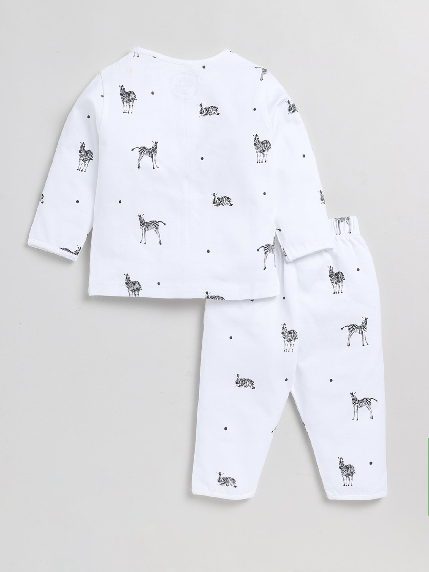 Zebra Print White Full Sleeve Nightwear Set