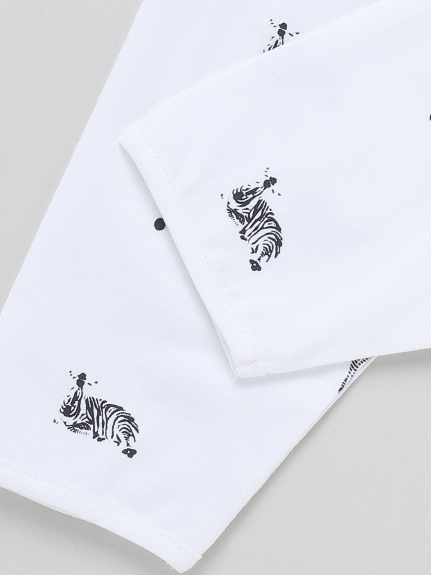 Zebra Print White Full Sleeve Nightwear Set