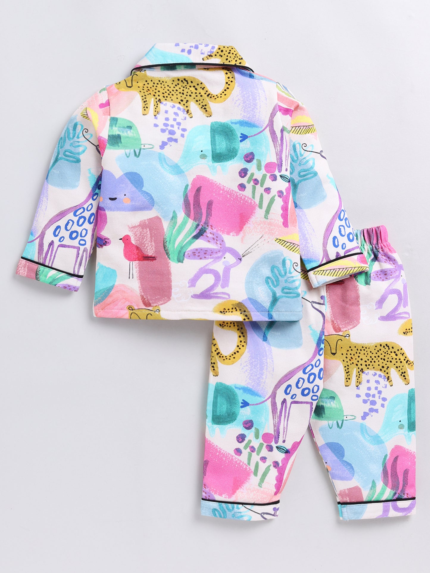Animal Print Multi Full Sleeve Nightwear Set