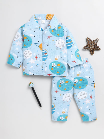 Enchanted Universe Blue Full Sleeve Nightwear Set