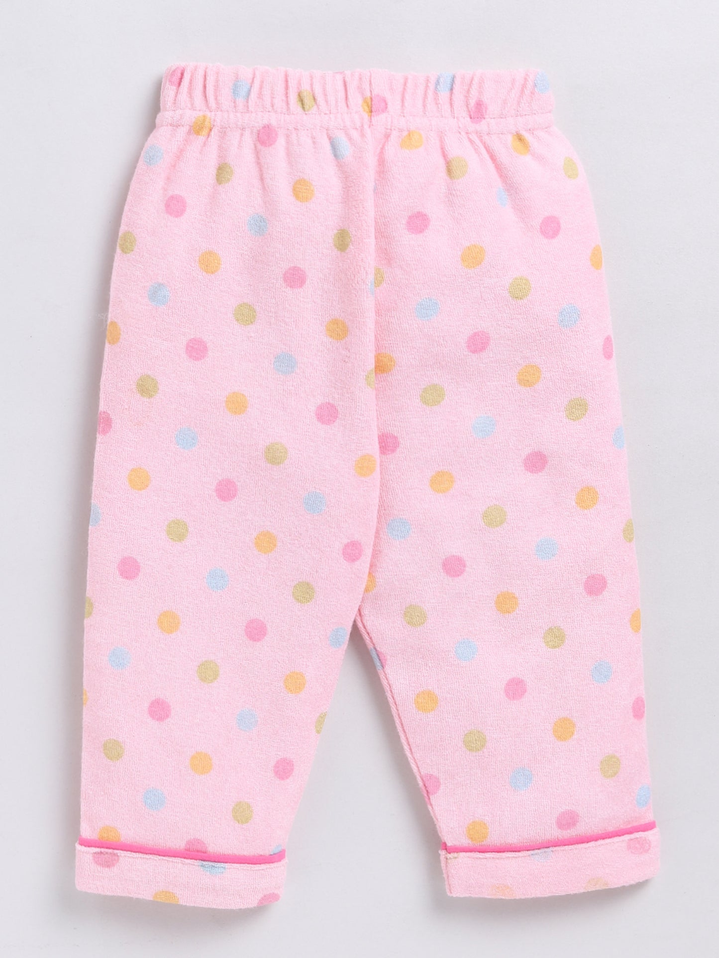 Polka Dots Pink Full Sleeve Nightwear Set