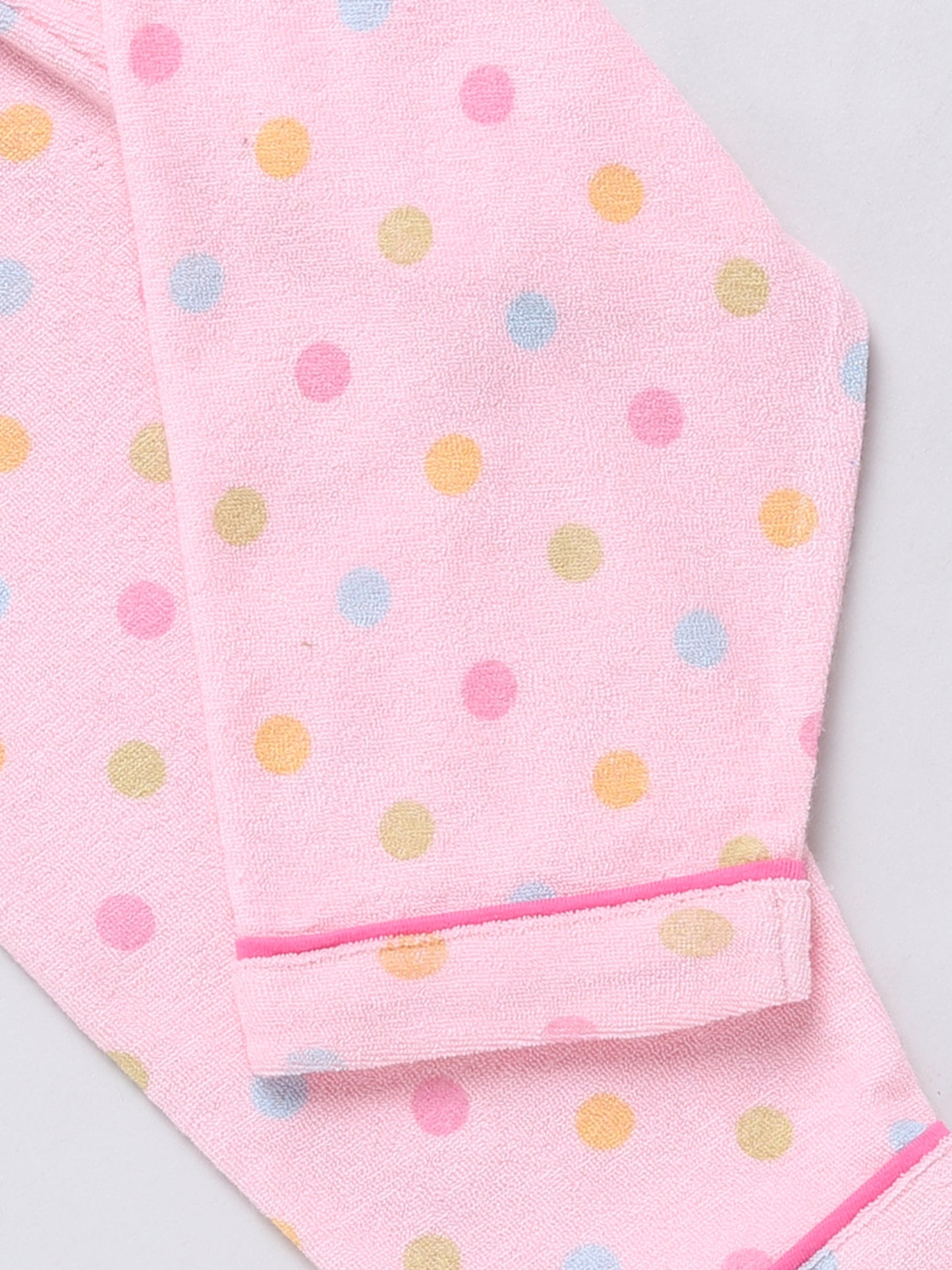 Polka Dots Pink Full Sleeve Nightwear Set