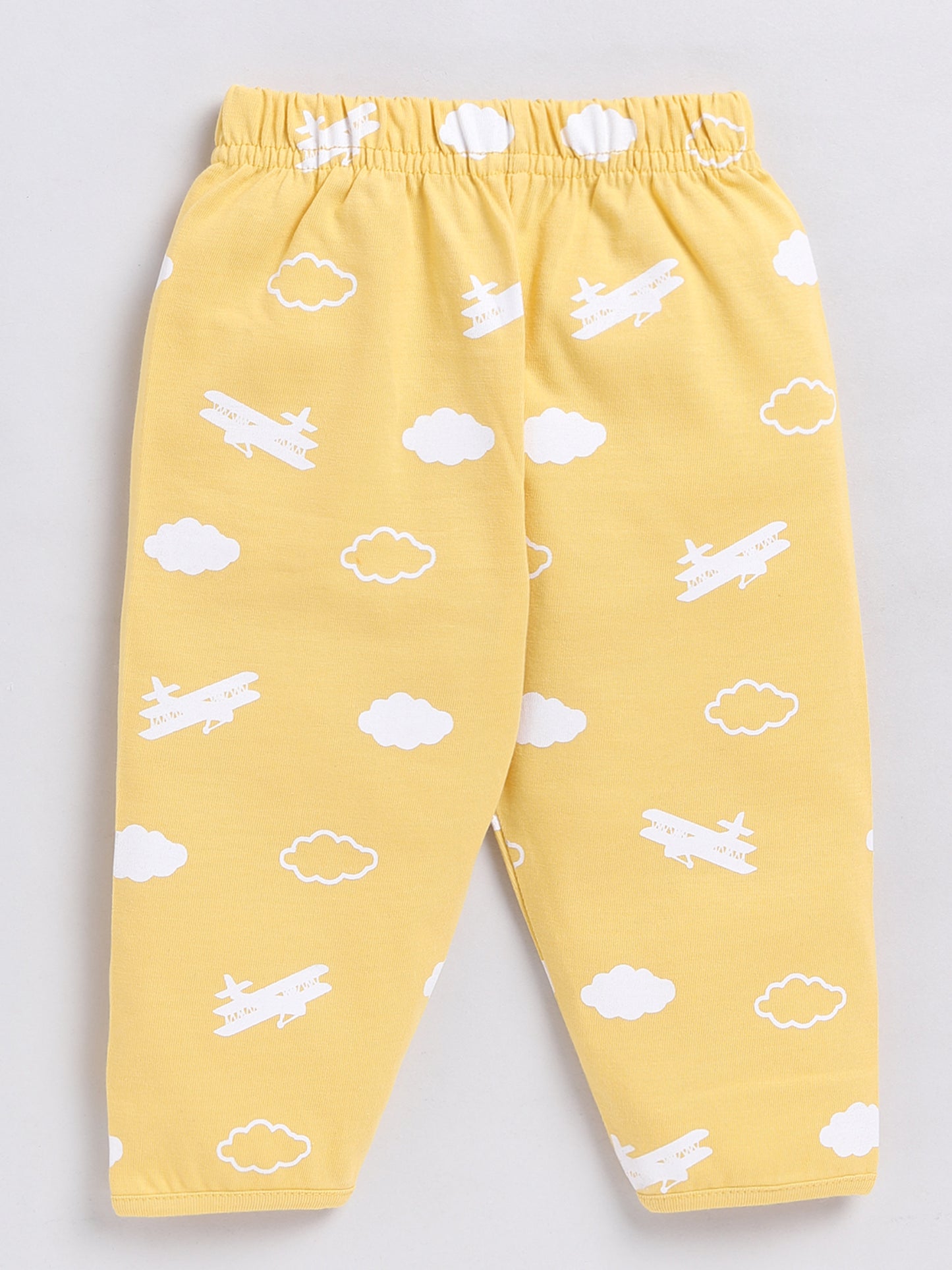 Aeroplane & Clouds Yellow Full Sleeve Nightwear Set